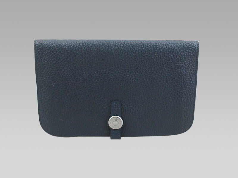Hermes Dogon Togo Leather Wallet Purse Dark Blue 1