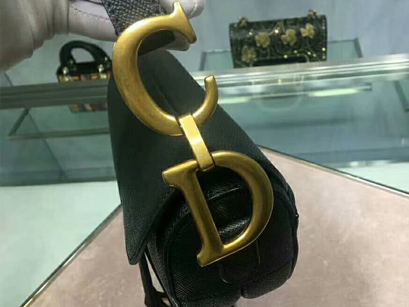 Dior Saddle Calfskin Bag Gold Hardware Black m0446l 6
