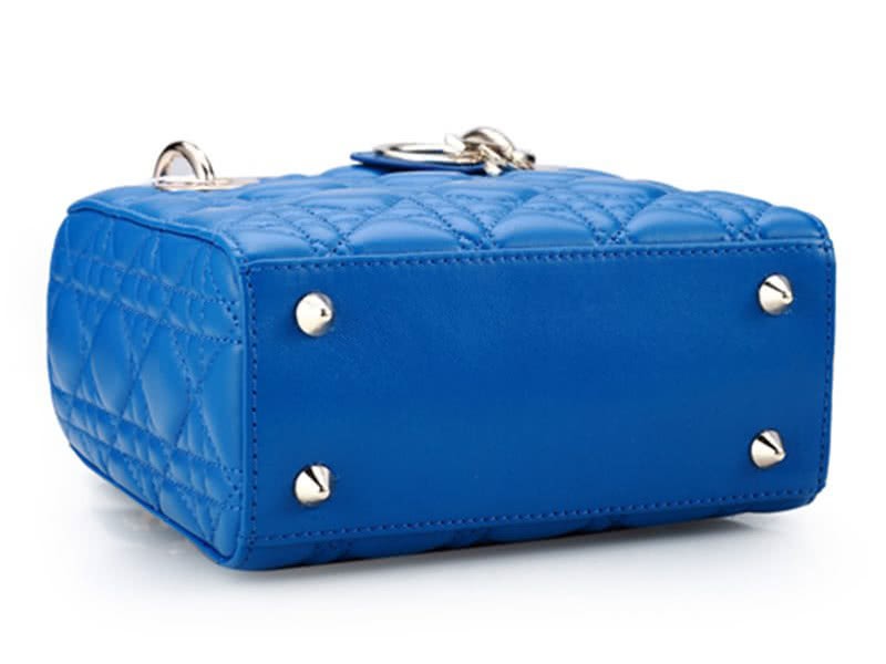 Dior Nano Leather Bag Gold Hardware Blue 4