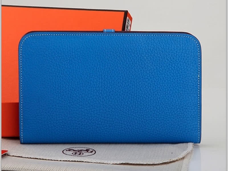 Hermes Dogon Togo Original Leather Combined Wallet Blue 2