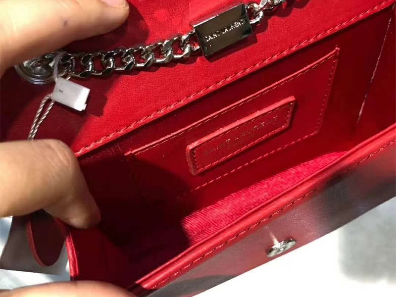 Saint Laurent Kate Chain Wallet Calfskin Leather Red 8