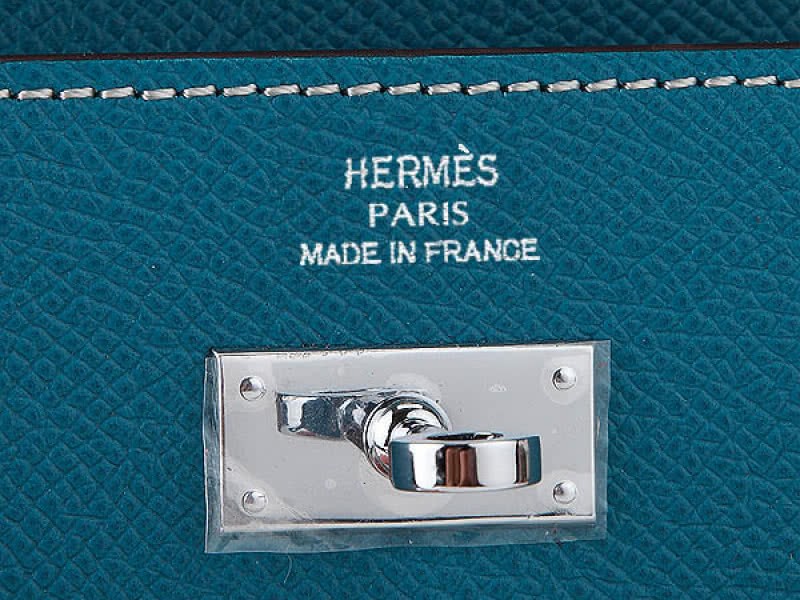 Hermes Epsom Original Calfskin Kelly Long Wallet Medium Blue 5