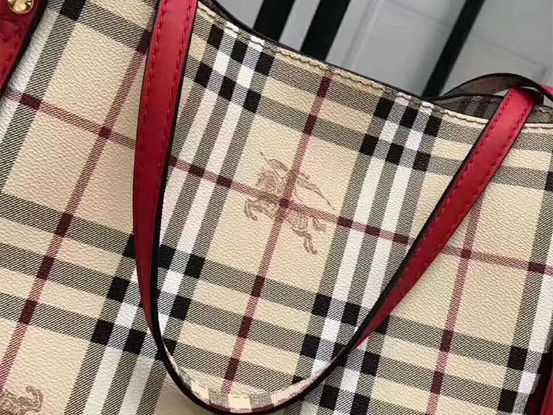 Burberry Haymarket Check Tote Bag Red 3