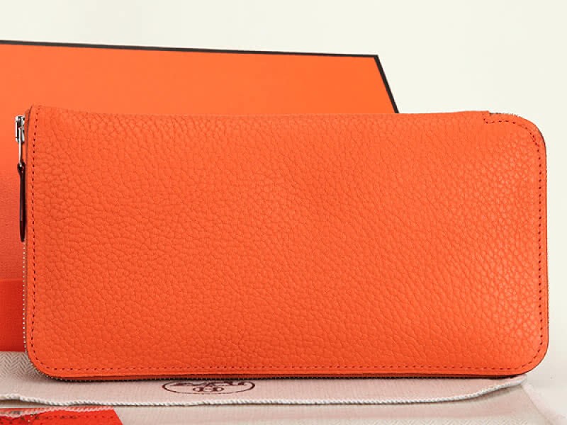Hermes Zipper Wallet Original Leather Orange 2