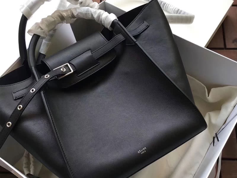 Celine Small Big Bag With Long Strap In Supple Grained Calfskin Black 3
