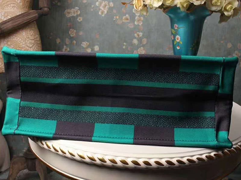 Dior Black Green Plaid Tote Bag 5