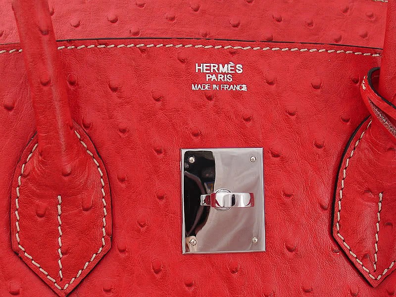 Hermes Birkin 35 Cm Ostrich Rouge Vif 12