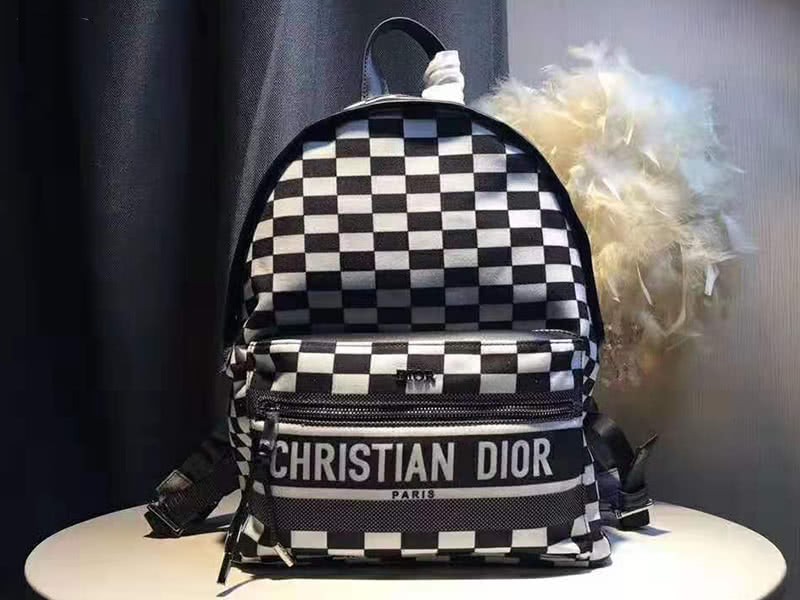 Dior Oblique With Christian Logo Backpack Damier Black And White 2