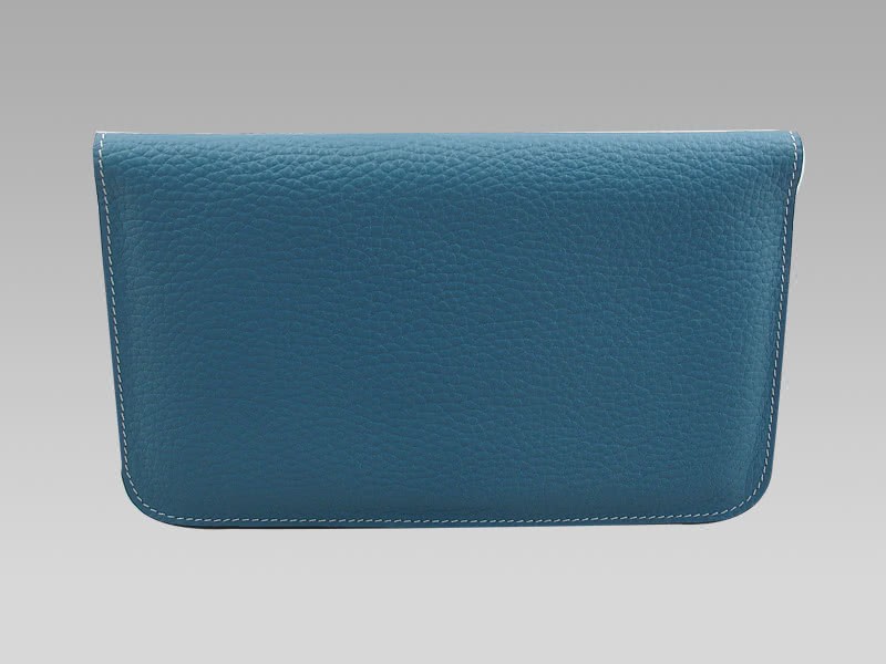Hermes Dogon Togo Leather Wallet Purse Blue 3