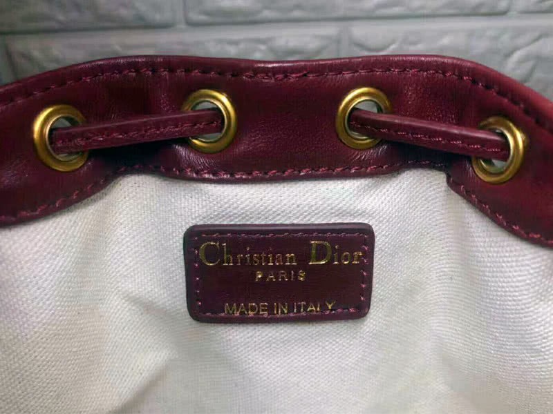Dior Diorissimo Drawstring Large Bucket Bag Burgundy 9