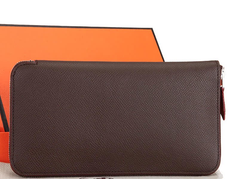 Hermes Zipper Wallet Original Epsom Calfskin Choco 2