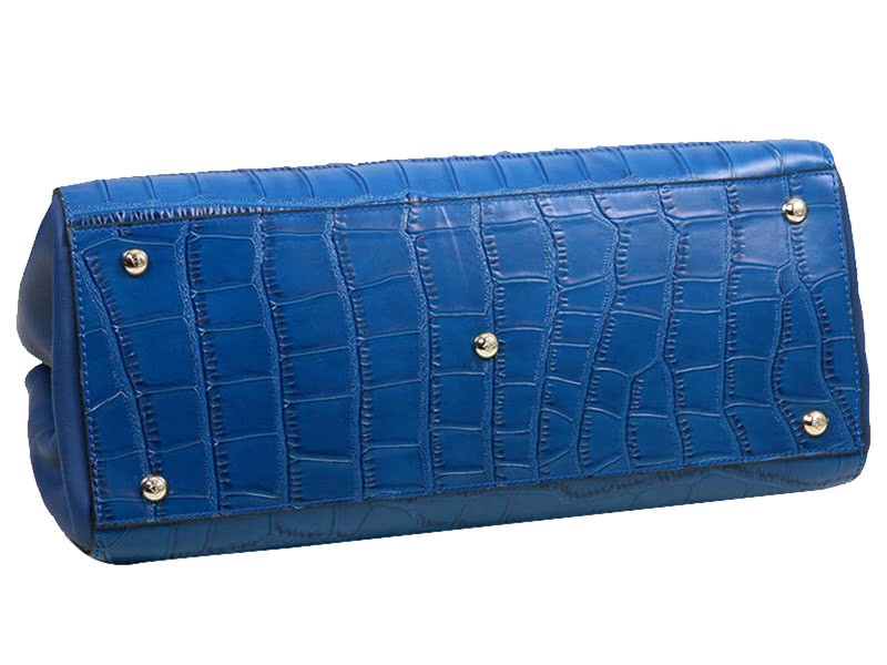 Fendi 2jours Calfskin Tote Bag Croc Blue 4