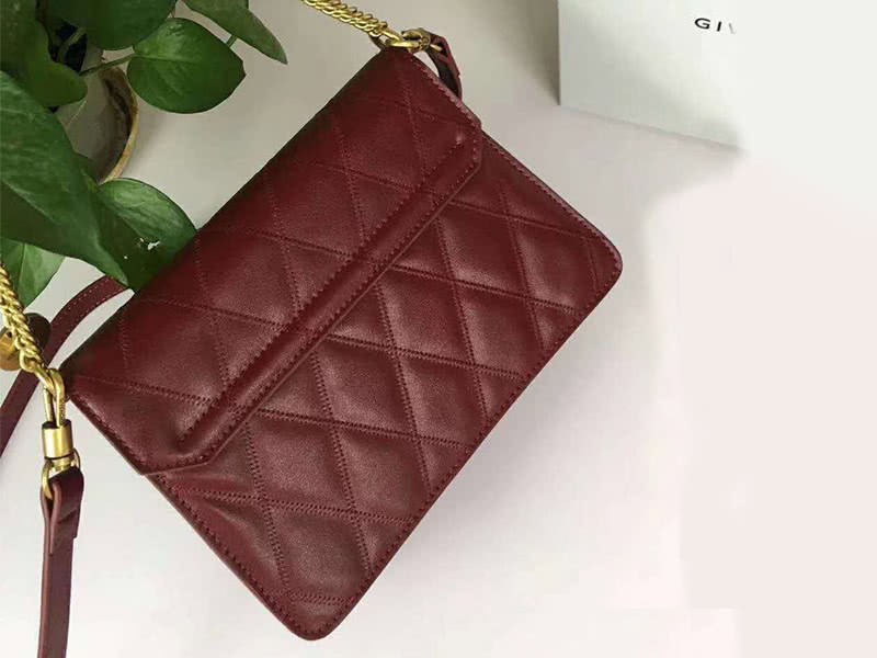 Givenchy gv3 Calfskin Quilted Leather Flap Bag Burgundy 3
