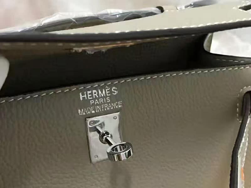 Hermes Pochette Kelly Togo Leather Silver Hardware Grey 6