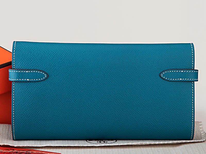 Hermes Epsom Original Calfskin Kelly Long Wallet Medium Blue 2