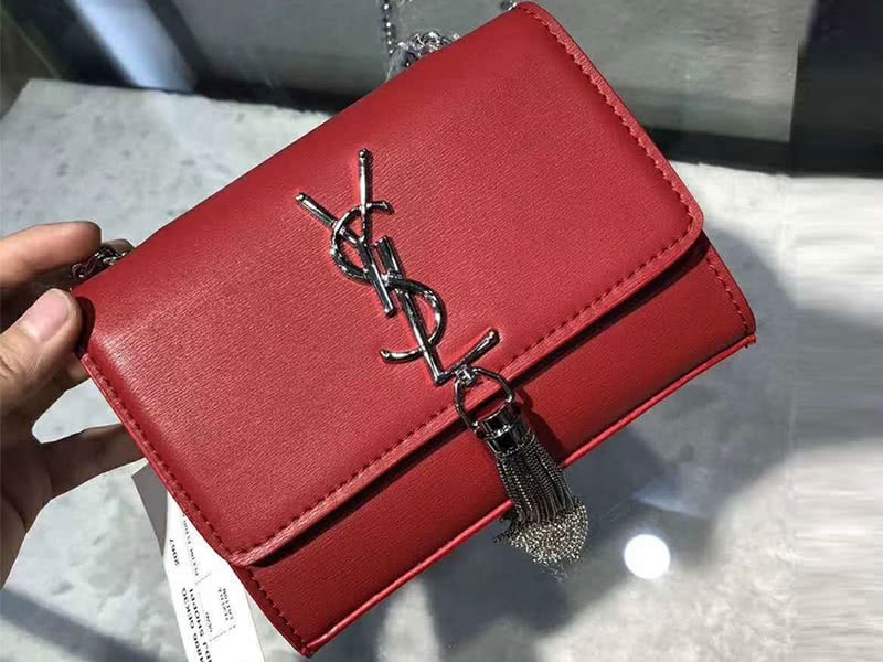 Saint Laurent Kate Chain Wallet Calfskin Leather Red 2