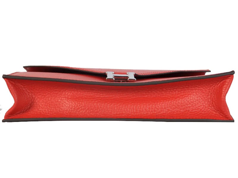 Hermes Pilot Envelope Clutch Red With Silver Hardware 5