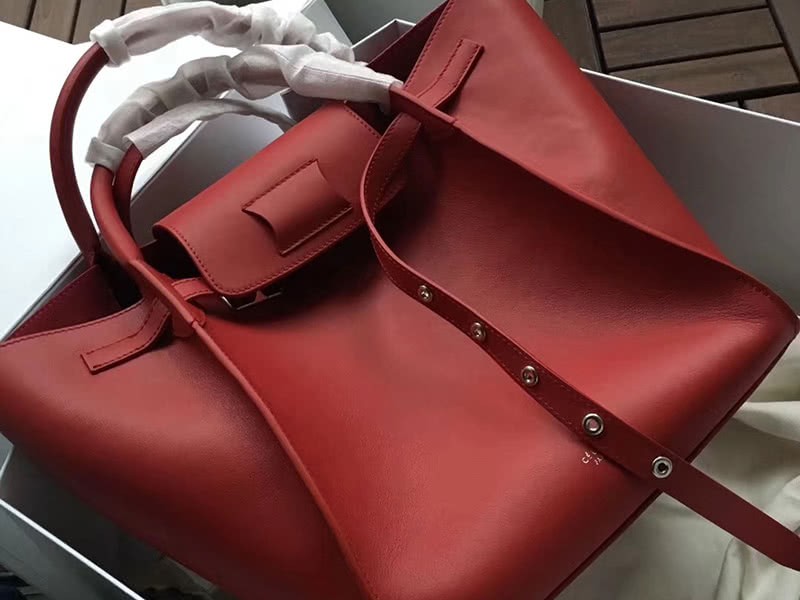 Celine Small Big Bag With Long Strap In Supple Grained Calfskin Red 7