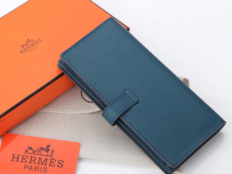 Hermes Epsom Original Calfskin Bearn Japonaise Bi-Fold Wallet Dark Blue 2