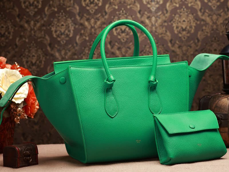 Celine Tie Nano Top Handle Bag Leather Green 2