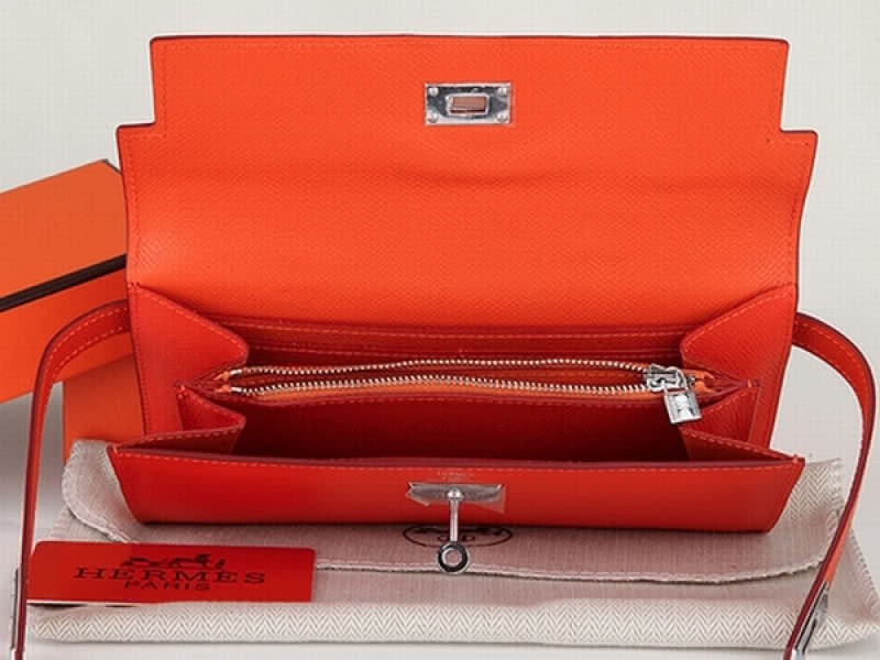 Hermes Epsom Original Calfskin Kelly Long Wallet Orange 3