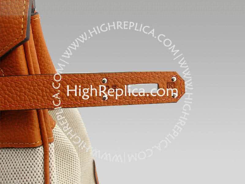 Hermes Birkin 35 Cm Toile And Togo Leather Orange 13
