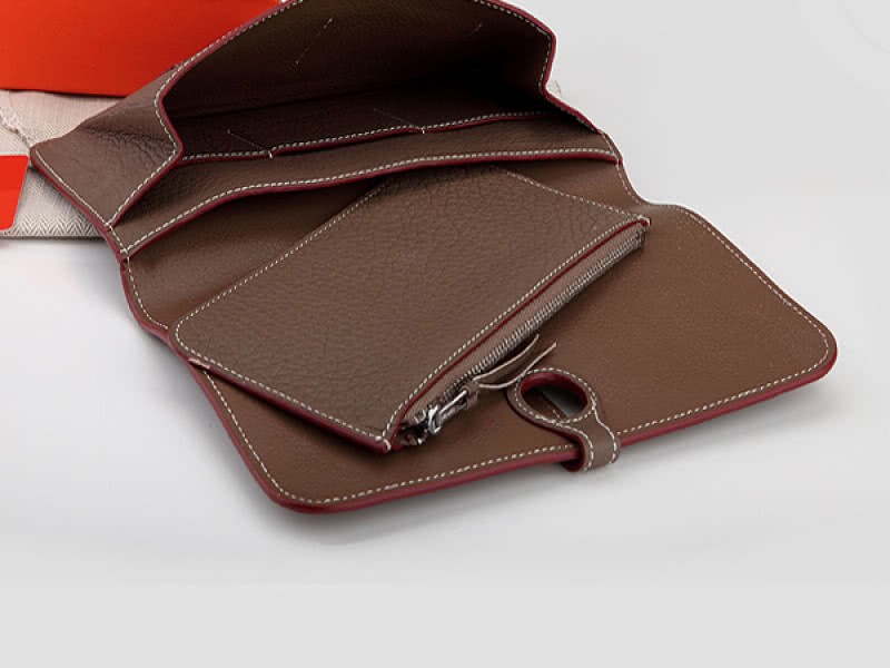 Hermes Dogon Togo Original Leather Combined Wallet Khaki 3