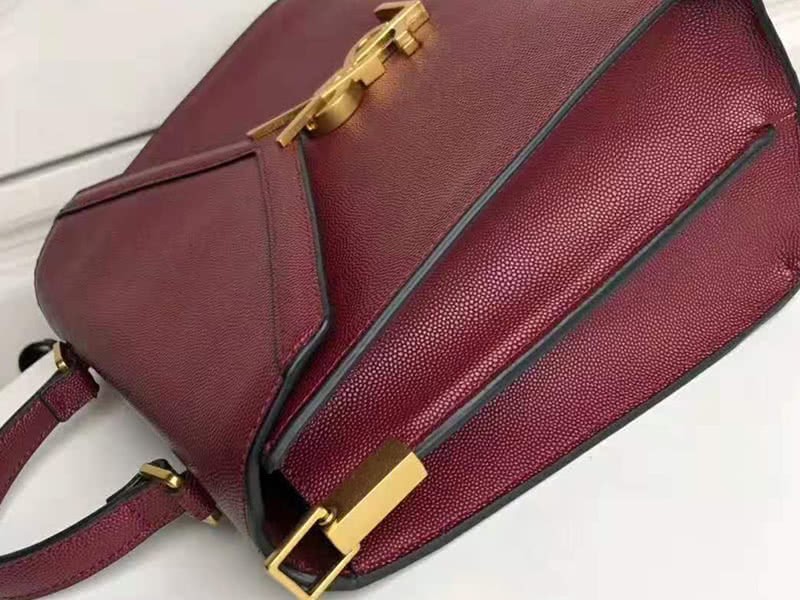 Saint Laurent Cassandra Top Handle Medium Bag In Grain Leather Burgundy 7