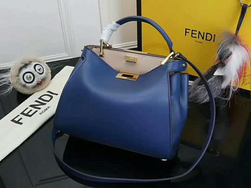 Fendi Peekaboo Essential Calfskin Leather Bag Blue 7