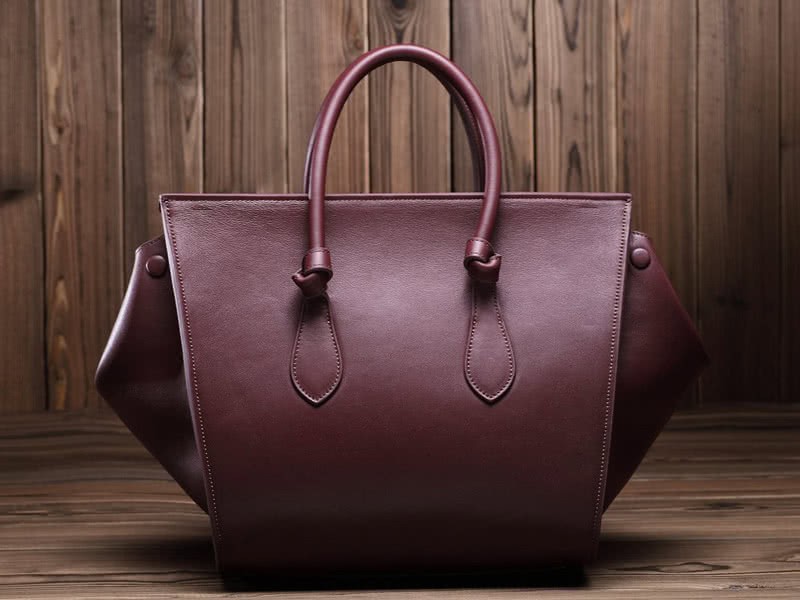 Celine Tie Nano Top Handle Bag Leather Burgundy 4
