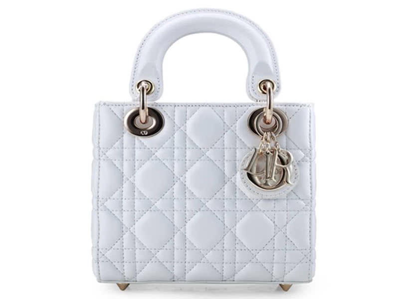 Dior Lady Dior Nano Leather Bag Gold Hardware White 1