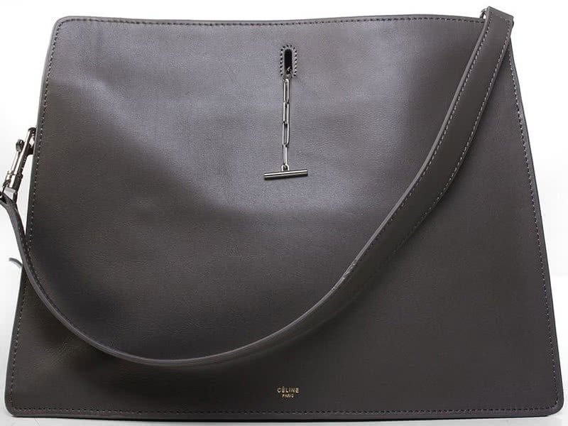Celine Calf Leather Shoulder Bag Grey 1