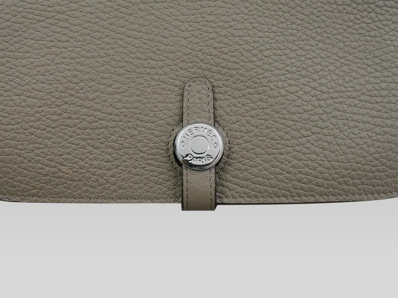 Hermes Dogon Togo Leather Wallet Purse Grey 4