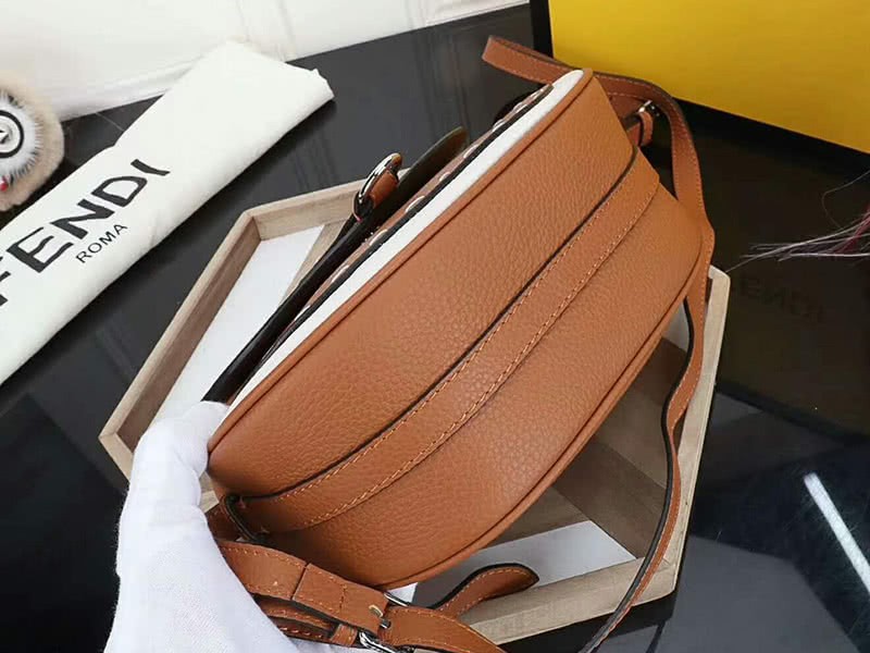 Fendi Saddlebag Leather Shoulder Bag Brown 6