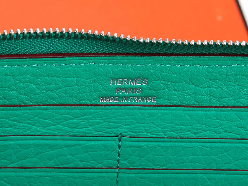 Hermes Zipper Wallet Original Leather Watermelon Green 5