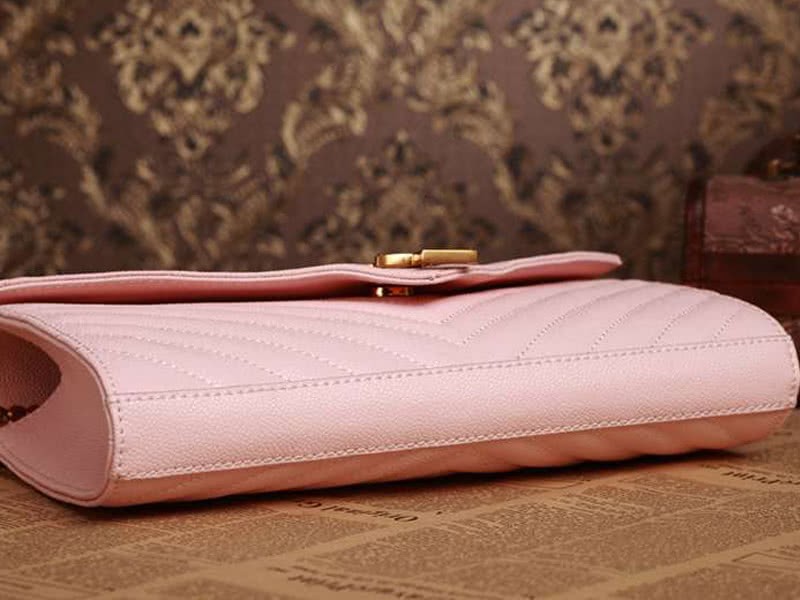 Ysl  Medium Monogramme Satchel  Pink Grain  Poudre Textured Matelasse Leather 4