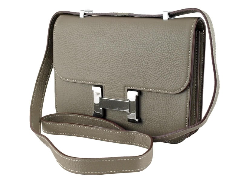 Hermes Constance 23 Single Shoulder Bag Togo Leather Grey 2