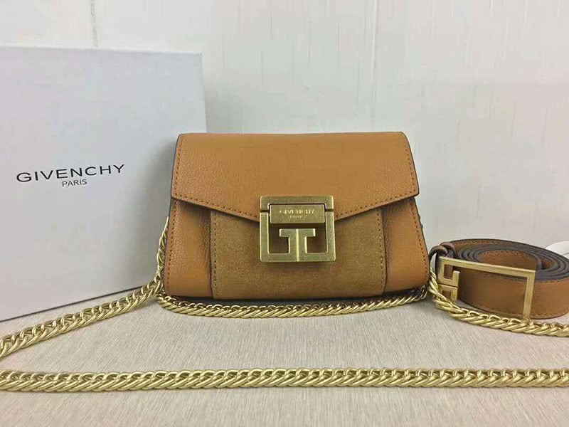 Givenchy Small gv3 Bag In Grained Leather And Suede Camel 1