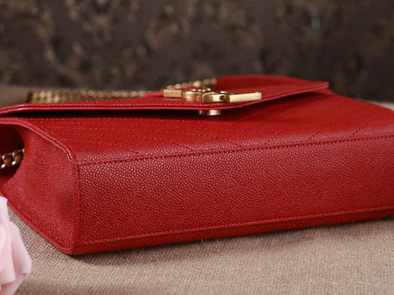 Ysl Small Monogramme Satchel Red Grain Textured Matelasse Leather 5