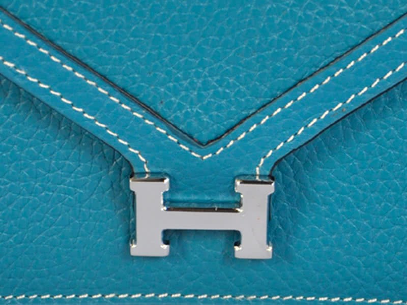 Hermes Pilot Envelope Clutch Blue With Silver Hardware 7