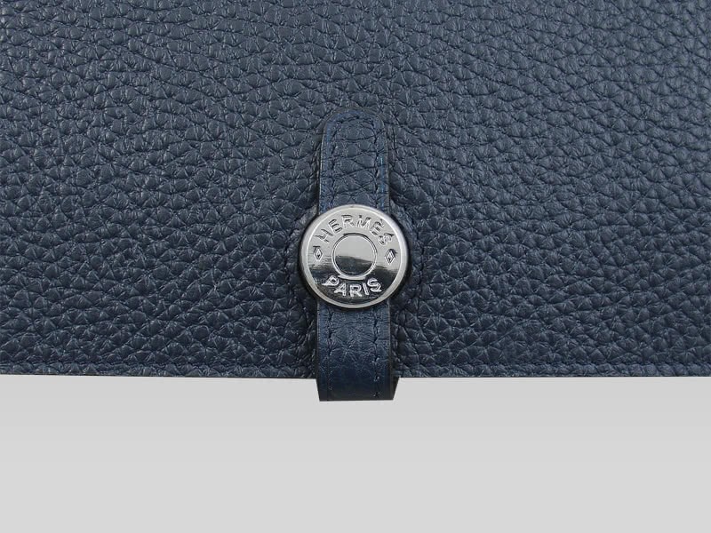 Hermes Dogon Togo Leather Wallet Purse Dark Blue 4