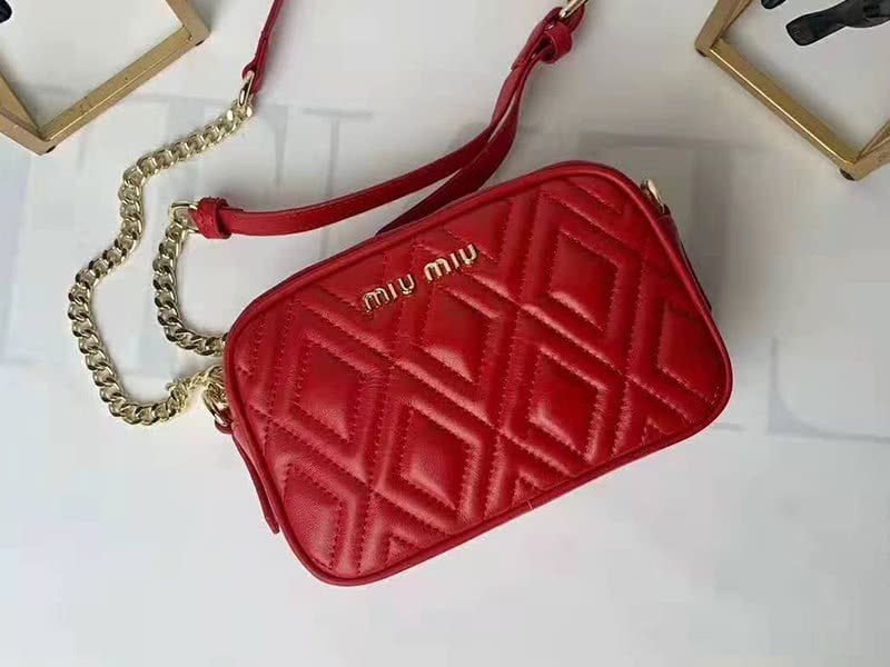 Miu Miu Calfskin Leather Belt Bag Red 4