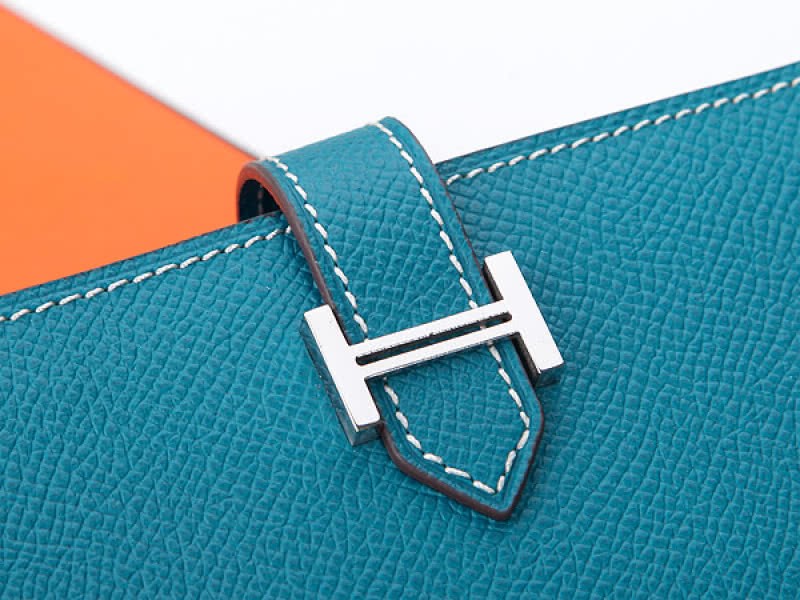 Hermes Epsom Original Calfskin Bearn Japonaise Bi-Fold Wallet Medium Blue 3