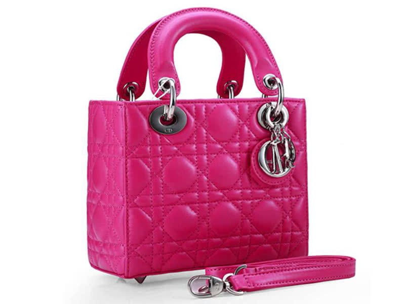 Dior Nano Leather Bag Silver Hardware Hot Pink 2