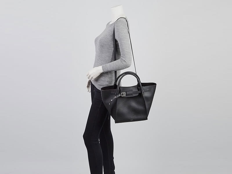 Celine Small Big Bag With Long Strap In Supple Grained Calfskin Black 10