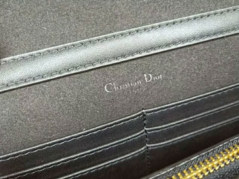 Dior Saddle Calfskin Leather Clutch Black d6620 6