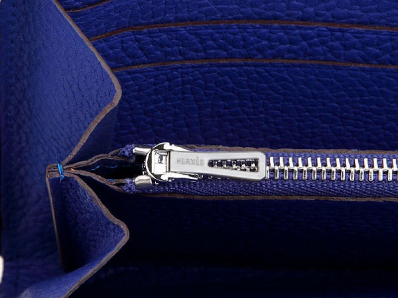 Hermes Zipper Wallet Original Leather Electric Blue 4