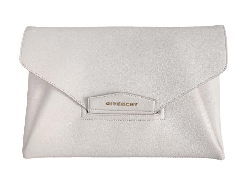 Givenchy Antigona Envelope Clutch Grained Leather White 1
