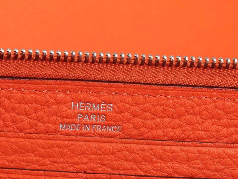 Hermes Zipper Wallet Original Leather Orange 5