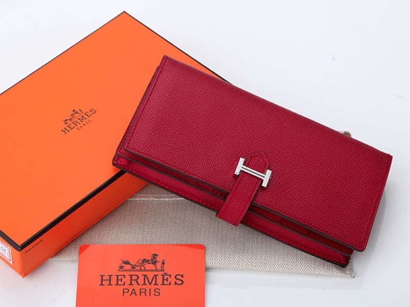 Hermes Epsom Original Calfskin Bearn Japonaise Bi-Fold Wallet Burgundy 1
